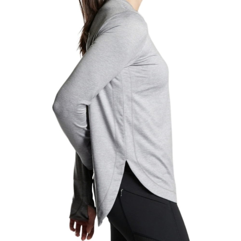Athleta Uptempo Long Sleeve Thumbhole High-low Top Size LT Light Gray - Picture 3 of 14
